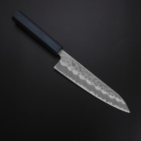 Gyuto White Steel #2 Tsuchime Dark Blue Urushi Handle 180mm