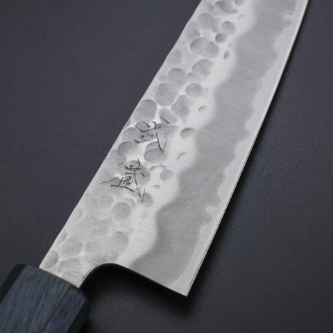 Gyuto White Steel #2 Tsuchime Manche Urushi Bleu Sombre 180mm-[Musashi]-[Couteaux de cuisine japonais]
