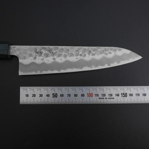 Gyuto White Steel #2 Tsuchime Manche Urushi Bleu Sombre 180mm-[Musashi]-[Couteaux de cuisine japonais]