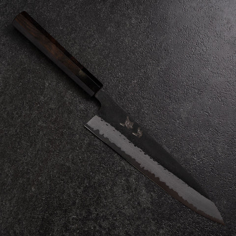 Gyuto Blue Super Kurouchi Damas Manche en Buffle et Ébène 210mm
