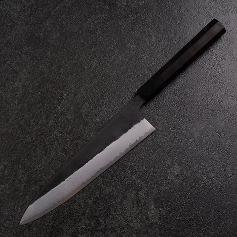 Gyuto Blue Super Kurouchi Damas Manche en Buffle et Ébène 210mm