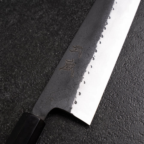 Gyuto Blue Super Kurouchi Damas Manche en Buffle et Ébène 210mm