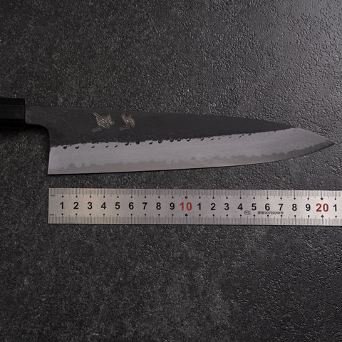 Gyuto Blue Super Kurouchi Damas Manche en Buffle et Ébène 210mm