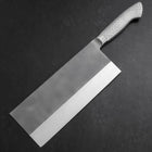 Hachoir Chinois AUS-8 Nashiji Inox Intégral Manche Occidental 205mm-[Musashi]-[Couteaux de cuisine japonais]
