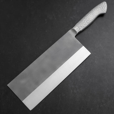 Hachoir Chinois AUS-8 Nashiji Inox Intégral Manche Occidental 205mm-[Musashi]-[Couteaux de cuisine japonais]