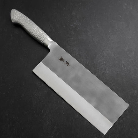 Hachoir Chinois AUS-8 Nashiji Inox Intégral Manche Occidental 205mm-[Musashi]-[Couteaux de cuisine japonais]