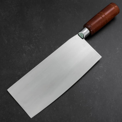 Hachoir Chinois Revêtement Inox SK Steel Poli Manche Rond 205mm-[Musashi]-[Couteaux de cuisine japonais]