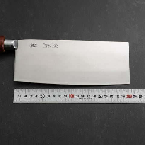 Hachoir Chinois Revêtement Inox SK Steel Poli Manche Rond 205mm-[Musashi]-[Couteaux de cuisine japonais]