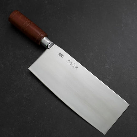 Hachoir Chinois Revêtement Inox SK Steel Poli Manche Rond 205mm-[Musashi]-[Couteaux de cuisine japonais]