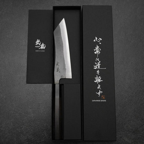 Hakata Blue Steel #2 Kurouchi Manche en Buffle et Ébène 165mm-[Musashi]-[Couteaux de cuisine japonais]