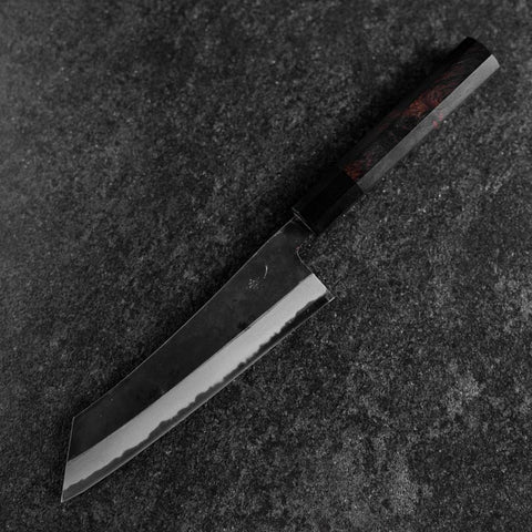 Hakata Blue Steel #2 Kurouchi Manche en Buffle et Ébène 180mm-[Musashi]-[Couteaux de cuisine japonais]