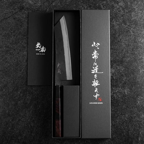 Hakata Blue Steel #2 Kurouchi Manche en Buffle et Ébène 180mm-[Musashi]-[Couteaux de cuisine japonais]