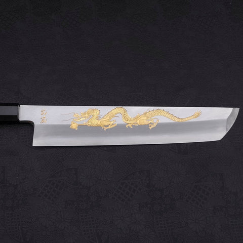 Hamokiri(Honekiri) White Steel #2 Kasumi Chokin Dragon Manche en Buffle et Ébène 300mm-[Musashi]-[Couteaux de cuisine japonais]