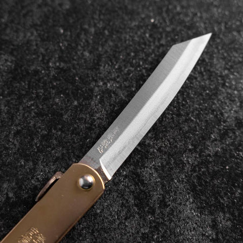 Higonokami Aogami 100mm Laiton (type vertical)-[Musashi]-[Couteaux de cuisine japonais]