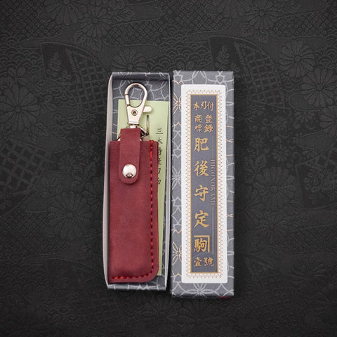 Higonokami Aogami #2 55mm avec Pochette en Cuir Rouge-[Musashi]-[Couteaux de cuisine japonais]