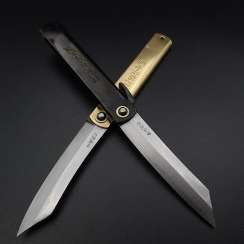 Higonokami Aogami #2 Damas Laiton 120mm-[Musashi]-[Couteaux de cuisine japonais]