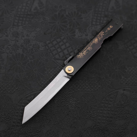Higonokami Aogami #2 Damas Manche Noir 100mm-[Musashi]-[Couteaux de cuisine japonais]