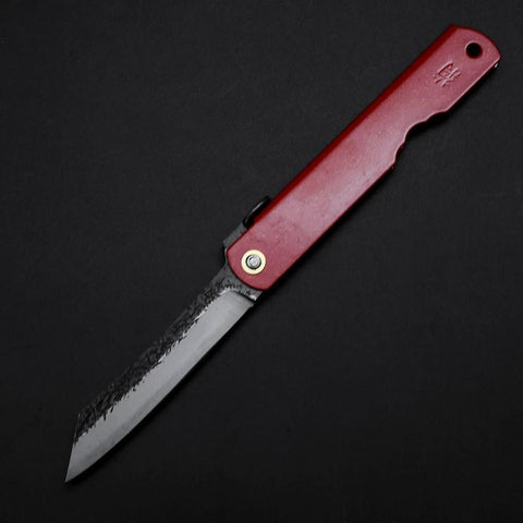 Higonokami Aogami #2 Revêtement Inox Tsuchime Rouge 100mm-[Musashi]-[Couteaux de cuisine japonais]