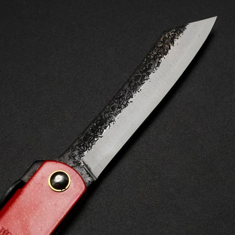 Higonokami Aogami #2 Revêtement Inox Tsuchime Rouge 100mm-[Musashi]-[Couteaux de cuisine japonais]
