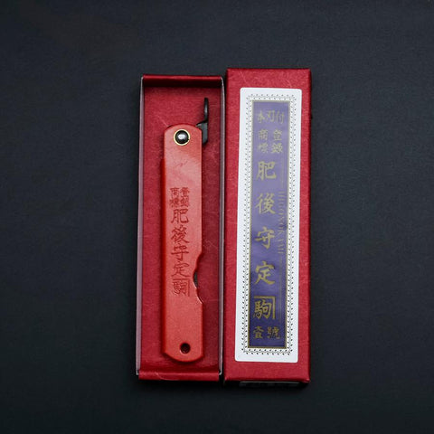 Higonokami Aogami #2 Revêtement Inox Tsuchime Rouge 100mm-[Musashi]-[Couteaux de cuisine japonais]