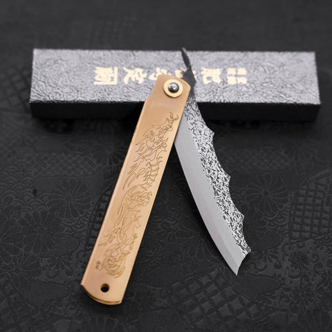 Higonokami Aogami #2 Ryubu-Dragon Laiton 120mm-[Musashi]-[Couteaux de cuisine japonais]