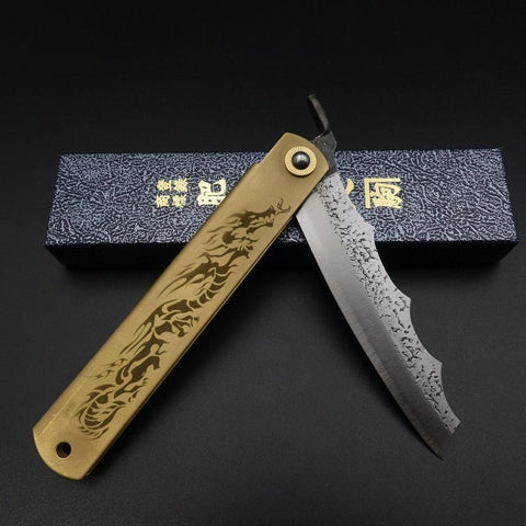 Higonokami Ryubu-Dragon Aogami #2 Laiton 120mm-[Musashi]-[Couteaux de cuisine japonais]