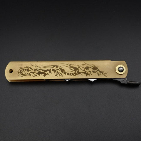 Higonokami Ryubu-Dragon Aogami #2 Laiton 120mm-[Musashi]-[Couteaux de cuisine japonais]
