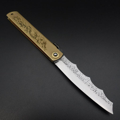 Higonokami Ryubu-Dragon Aogami #2 Laiton 120mm-[Musashi]-[Couteaux de cuisine japonais]