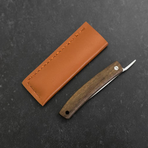 Higonokami VG-10 Bois de Kaki Noir Couteau de Poche 60mm avec Pochettera en Cuir-[Musashi]-[Couteaux de cuisine japonais]