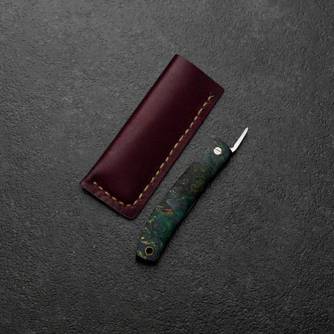 Higonokami VG-10 Couteau d’Extérieur 60 mm en Bois Stabilisé avec Étui en Cuir-[Musashi]-[Couteaux de cuisine japonais]