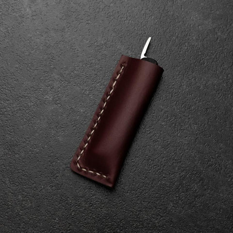 Higonokami VG-10 Kaki Noir Couteau d’Extérieur 60 mm avec Étui en Cuir Rouge Vin-[Musashi]-[Couteaux de cuisine japonais]