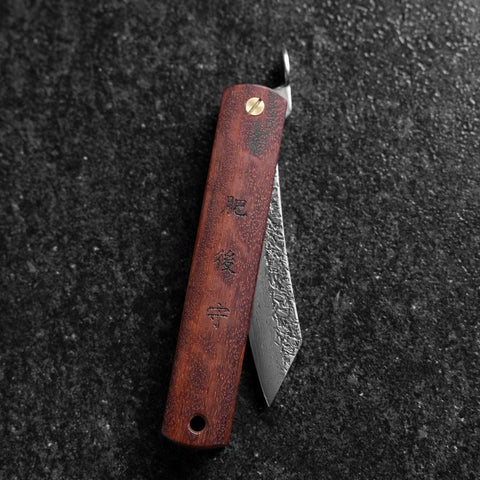 Higonokami VG-10 Tsuchime Bois naturel Rouge 100mm-[Musashi]-[Couteaux de cuisine japonais]