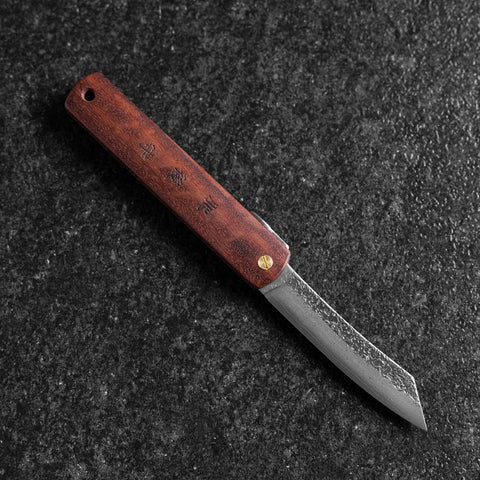 Higonokami VG-10 Tsuchime Bois naturel Rouge 100mm-[Musashi]-[Couteaux de cuisine japonais]