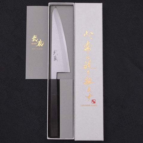 Honesuki Blue Steel #2 Damas Manche en Buffle et Ébène 150mm-[Musashi]-[Couteaux de cuisine japonais]