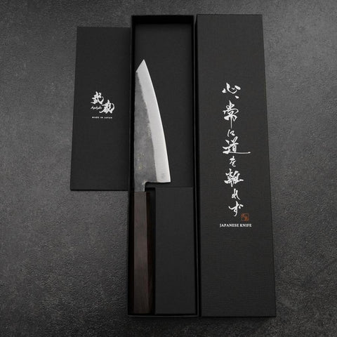 Honesuki Blue Steel #2 Kurouchi Manche en Ébène 150mm-[Musashi]-[Couteaux de cuisine japonais]