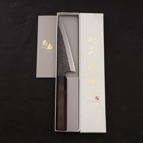 Honesuki Blue Steel #2 Kurouchi Manche en Buffle et Bois de Wengé 150mm-[Musashi]-[Couteaux de cuisine japonais]
