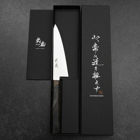 Honesuki VG-10 Damas Manche en Bois de Bouleau Gris 150mm-[Musashi]-[Couteaux de cuisine japonais]