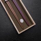 Kagoshima Ensemble de baguettes en bambou 23mm Rouge et marron avec boîte en bois de paulownia-[Musashi]-[Couteaux de cuisine japonais]
