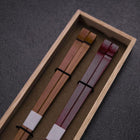 Kagoshima Ensemble de baguettes en bambou 23mm Rouge et marron avec boîte en bois de paulownia-[Musashi]-[Couteaux de cuisine japonais]