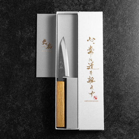 Kaisaki White Steel #2 Kurouchi Manche en Chêne 105mm-[Musashi]-[Couteaux de cuisine japonais]