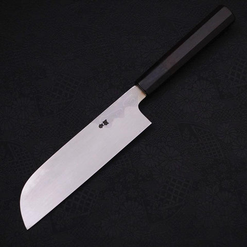 Kama Usuba (Kansai) Blue Steel #2 Suminagashi Manche en Buffle et Ébène 180mm-[Musashi]-[Couteaux de cuisine japonais]