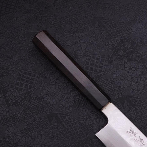 Kama Usuba (Kansai) Blue Steel #2 Suminagashi Manche en Buffle et Ébène 180mm-[Musashi]-[Couteaux de cuisine japonais]