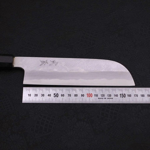 Kama Usuba (Kansai) Blue Steel #2 Suminagashi Manche en Buffle et Ébène 180mm-[Musashi]-[Couteaux de cuisine japonais]