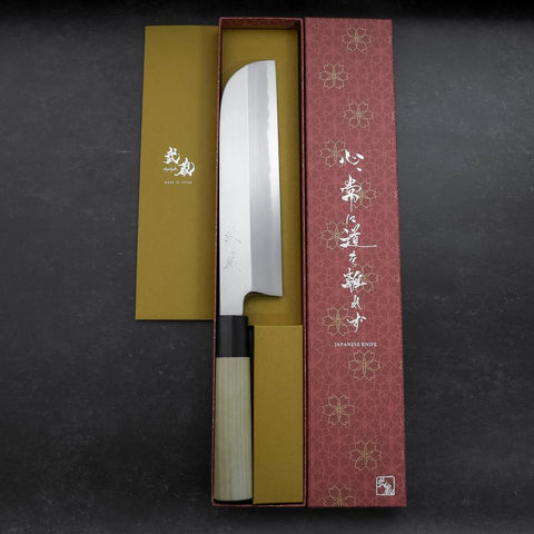 Kama Usuba White Steel #2 Kasumi Manche en Buffle et Magnolia 225mm-[Musashi]-[Couteaux de cuisine japonais]
