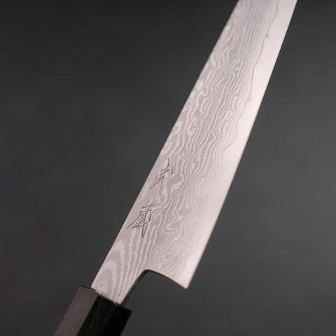 Kengata Petty VG-10 Damascus Ashwood Handle 145mm-[Musashi]-[Couteaux de cuisine japonais]