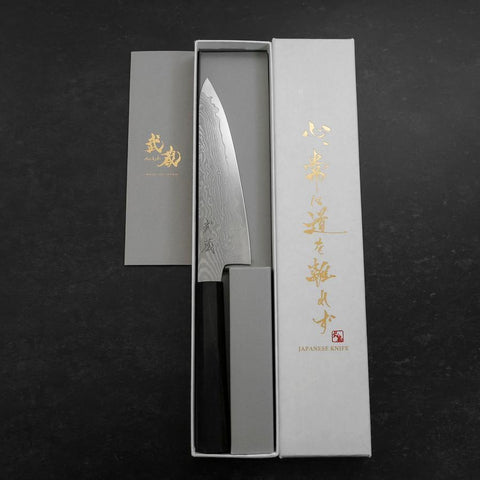 Kengata Petty VG-10 Damascus Ashwood Handle 145mm-[Musashi]-[Couteaux de cuisine japonais]