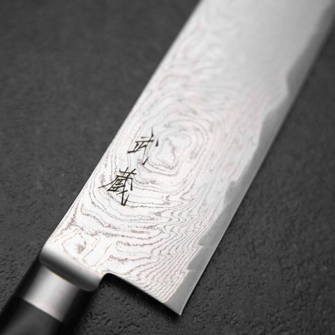 Kiritsuke AUS-10 Damas Manche Occidental Noir 210mm-[Musashi]-[Couteaux de cuisine japonais]