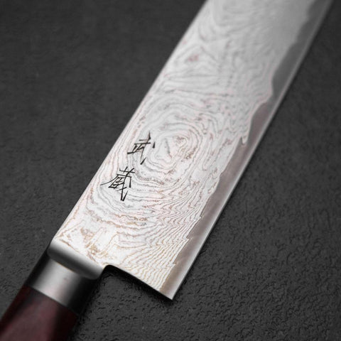 Kiritsuke AUS-10 Damas Manche Occidental Rouge 210mm-[Musashi]-[Couteaux de cuisine japonais]