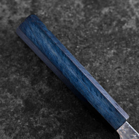 Kiritsuke AUS-10 Miroir Tsuchime Damas Manche Urushi Bleu Sombre 240mm-[Musashi]-[Couteaux de cuisine japonais]