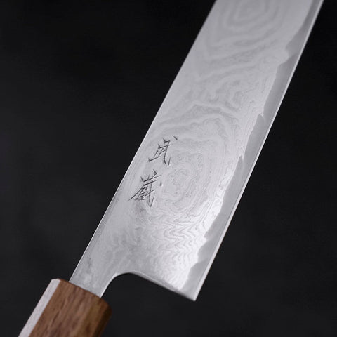 Kiritsuke AUS-10 Nickel en Vagues Damas Manche Yaki Urushi 210mm-[Musashi]-[Couteaux de cuisine japonais]